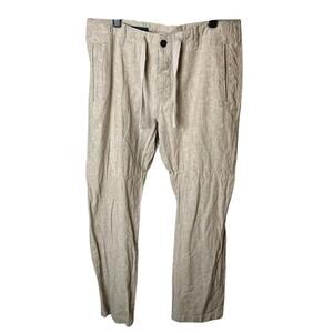 Perry Ellis Men’s Linen Cotton Blend Drawstring Pants Beige Size 32x30 Resort